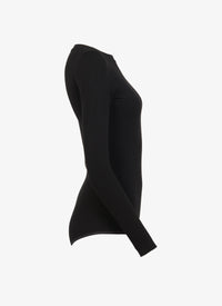 Wool boat-neck v-neck bodysuit - Navy