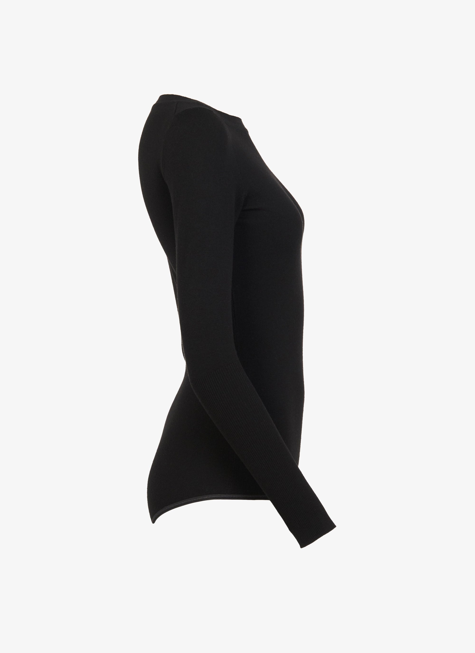 Wool boat-neck v-neck bodysuit - Navy