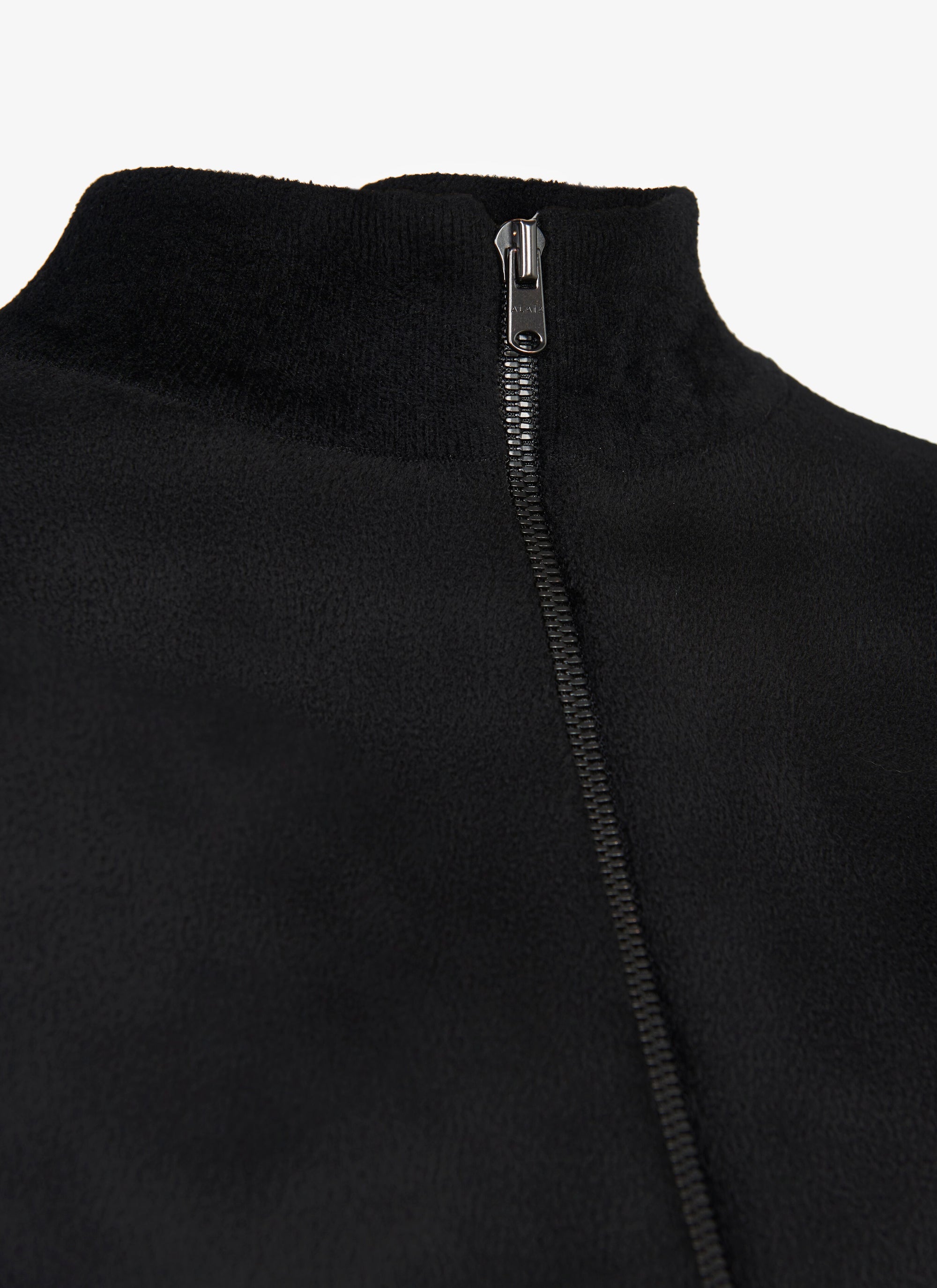 Short zip jumper with stand-up collar - Black intense