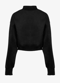 Short zip jumper with stand-up collar - Black intense