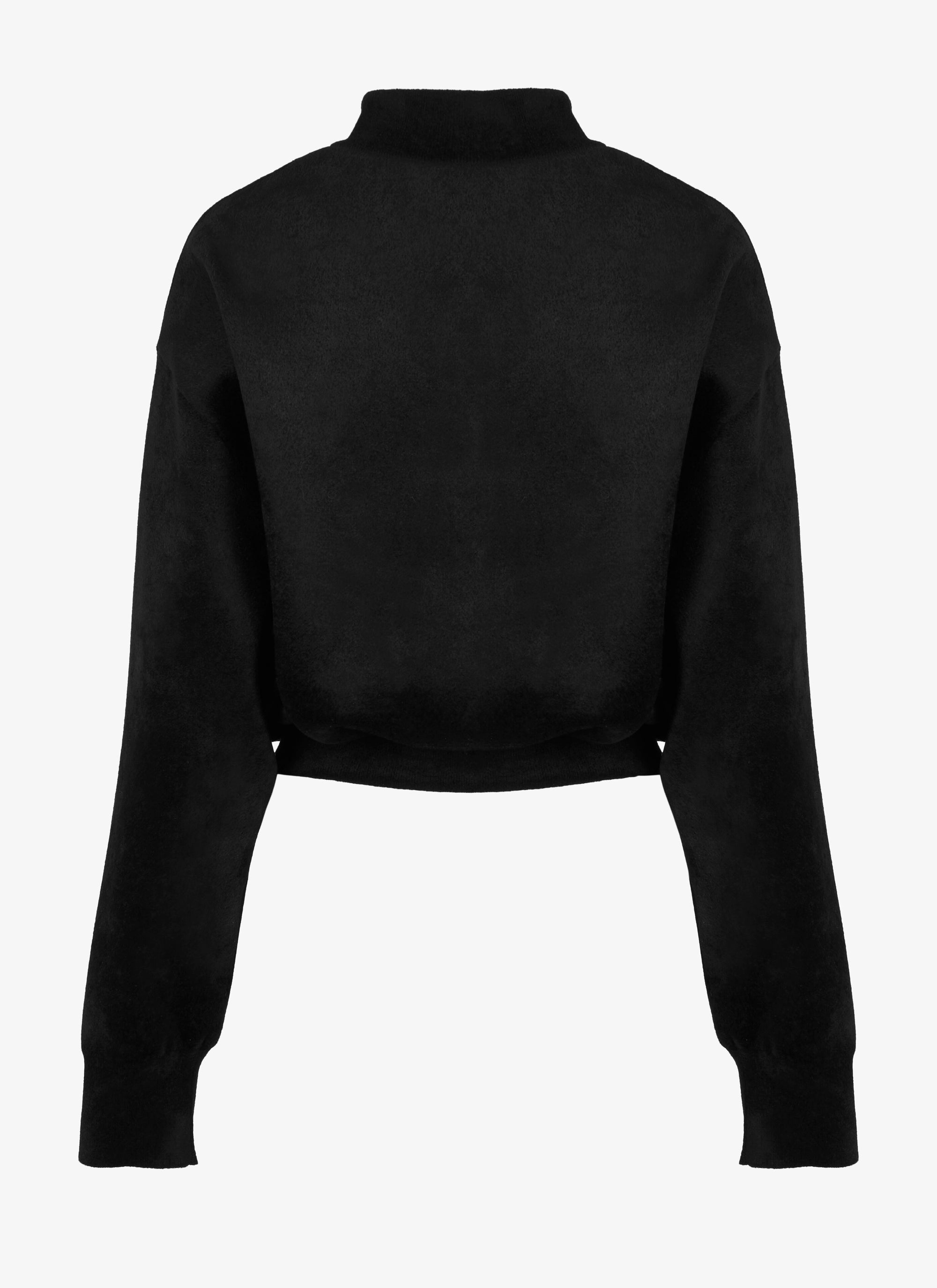 Short zip jumper with stand-up collar - Black intense