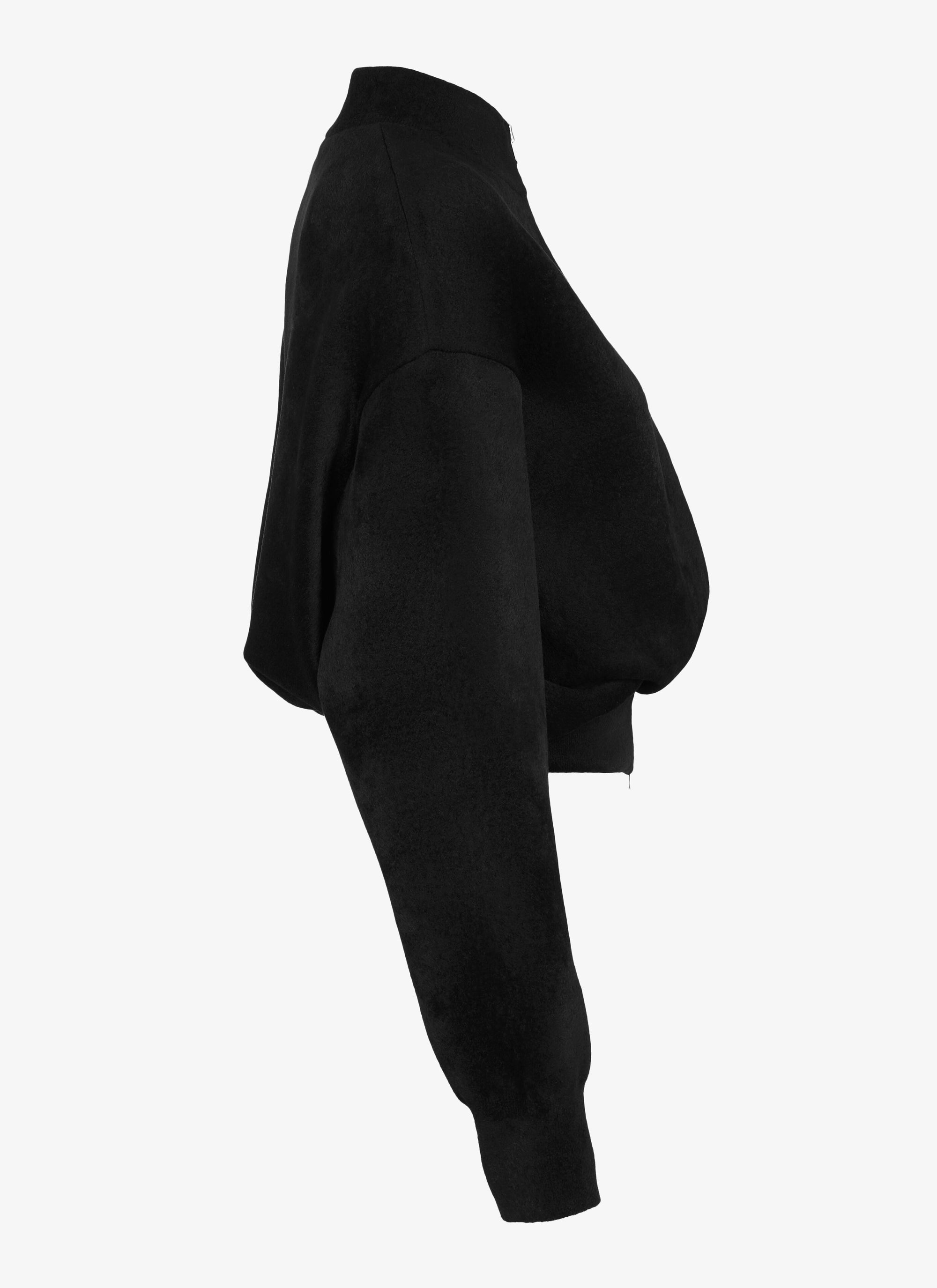 Short zip jumper with stand-up collar - Black intense