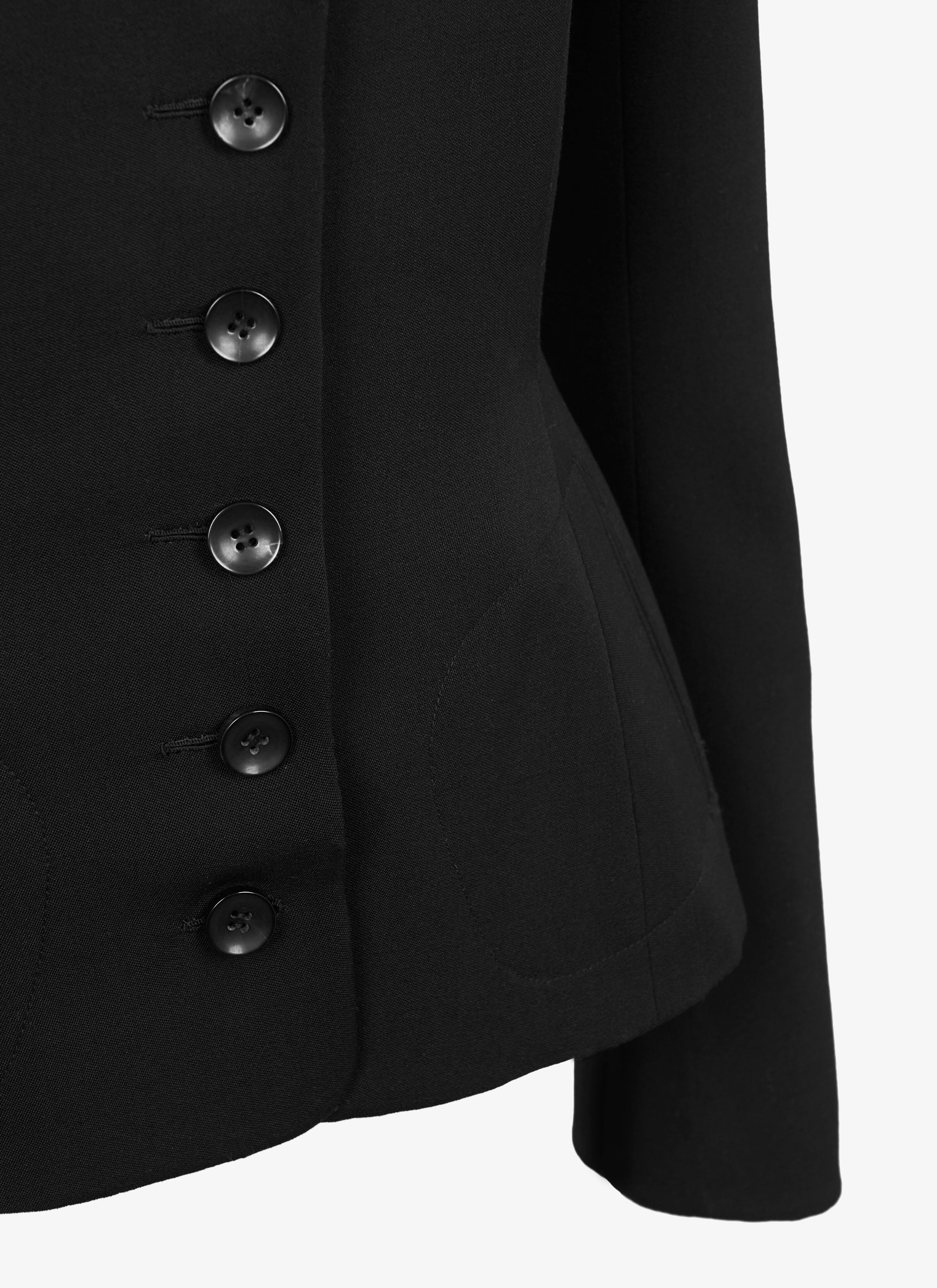 Jacket with central button in wool - Black intense