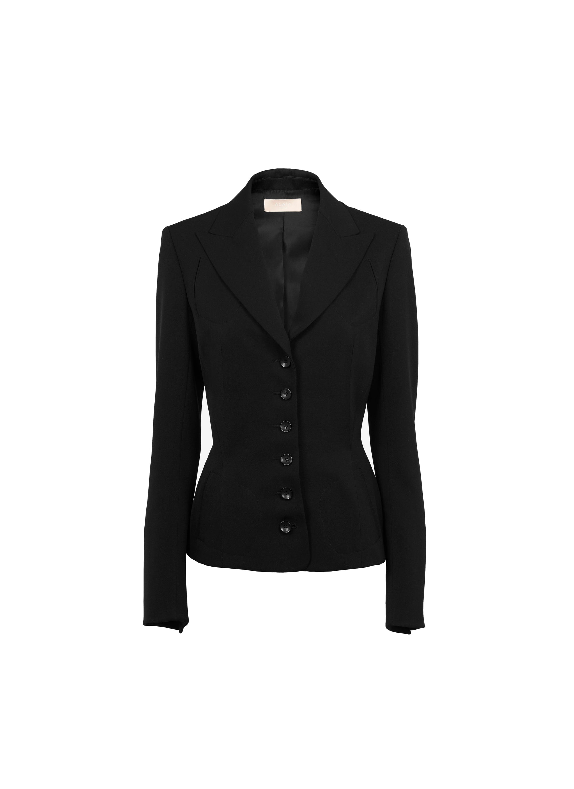 Jacket with central button in wool - Black intense