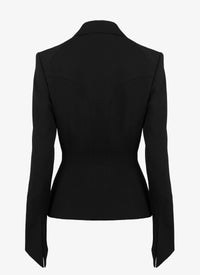 Jacket with central button in wool - Black intense