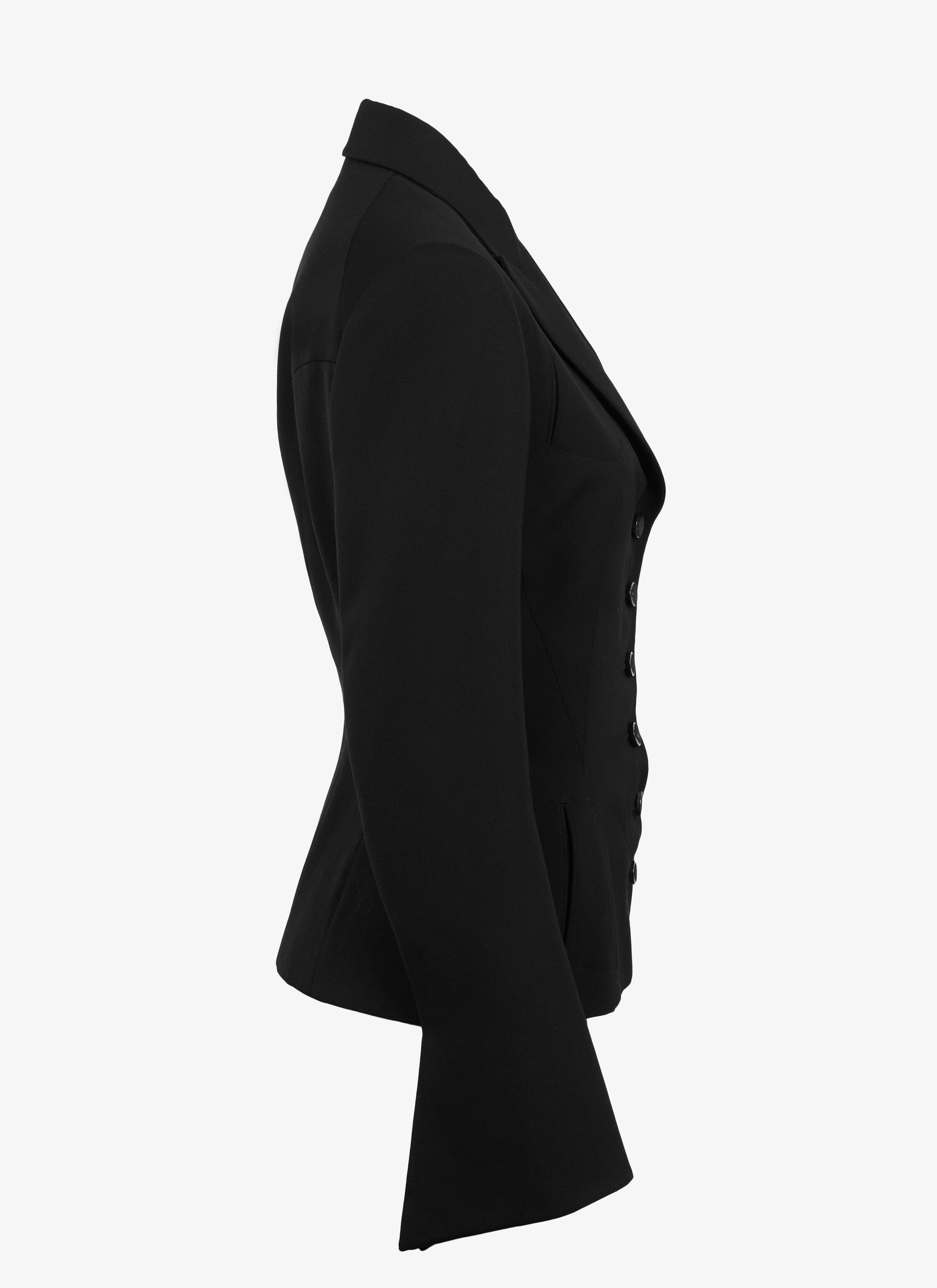 Jacket with central button in wool - Black intense