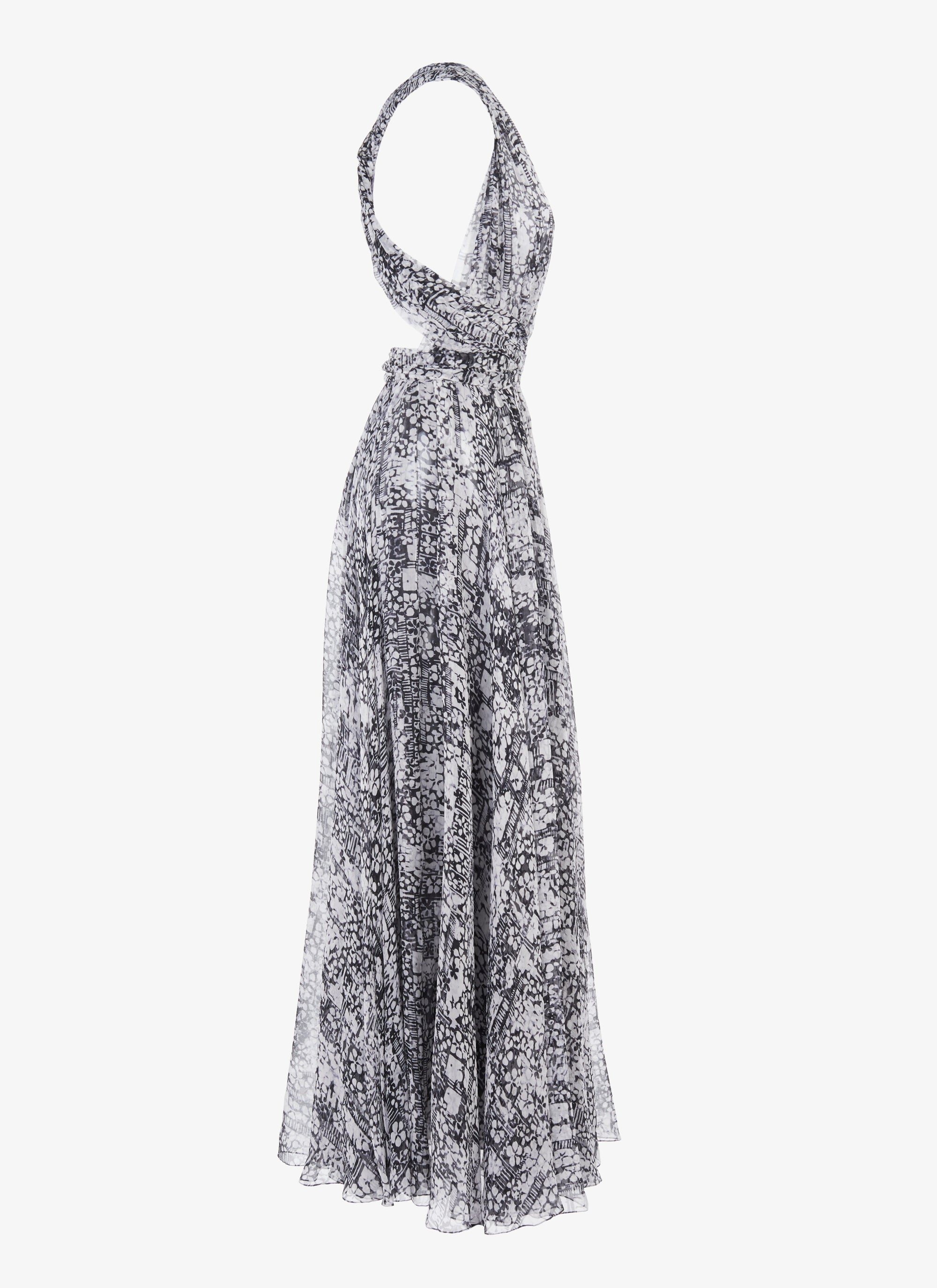 Sleeveless flowing dress with silk crossover back - Multicolour