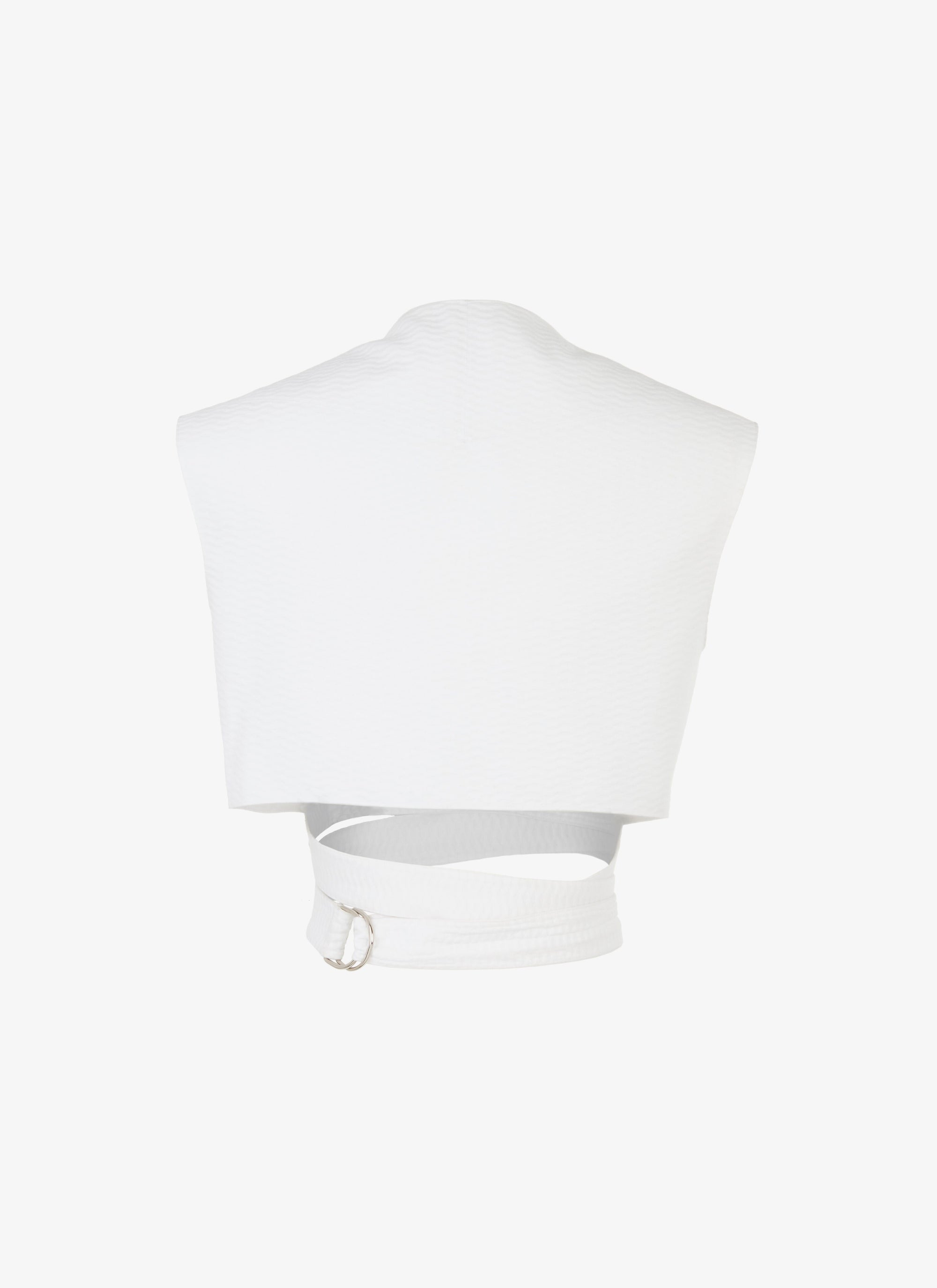 Sleeveless top with criss-cross belt - White
