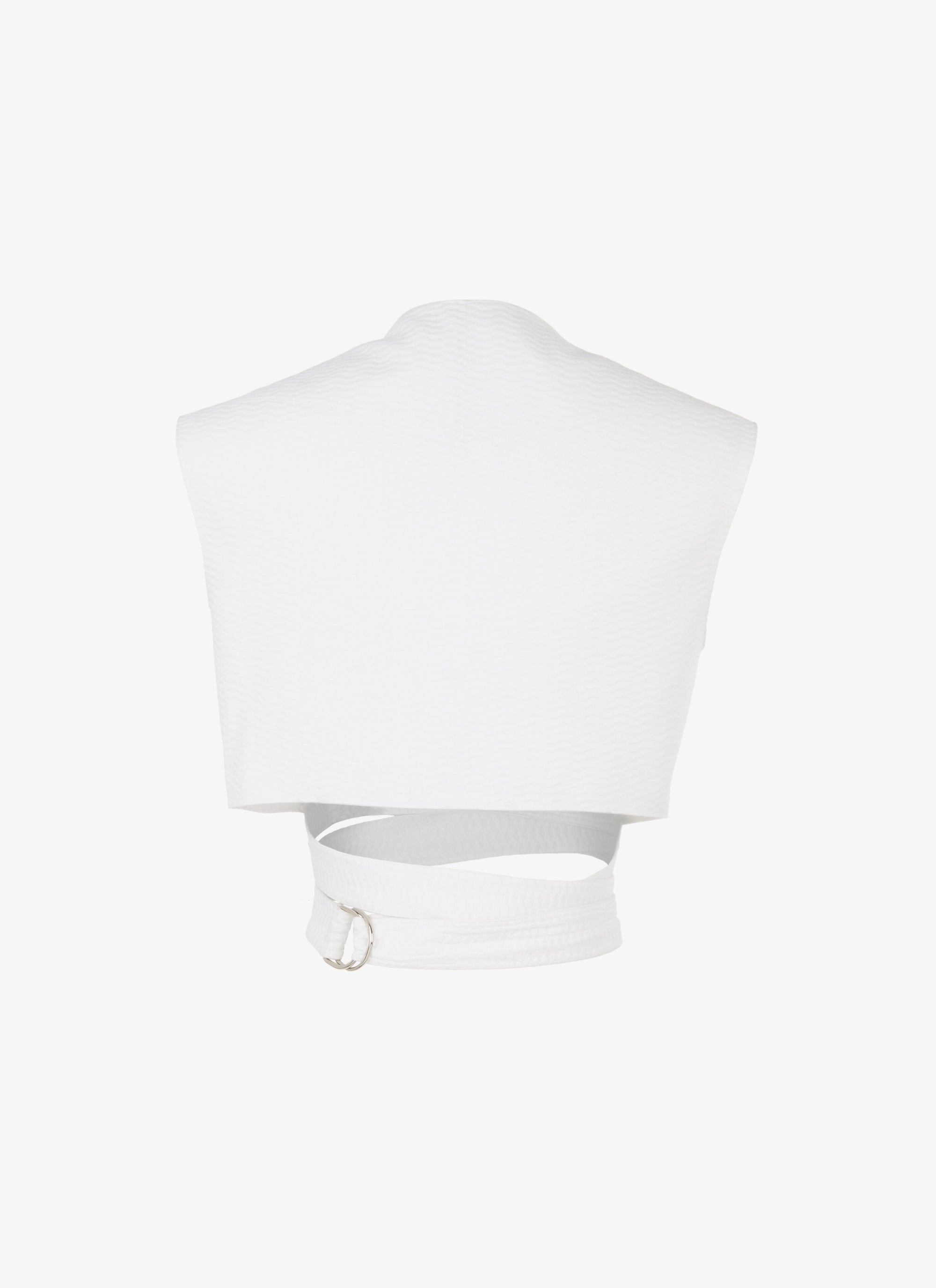 Sleeveless top with waistband - White