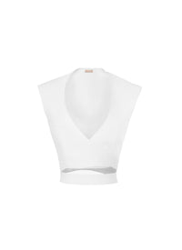 Sleeveless top with criss-cross belt - White
