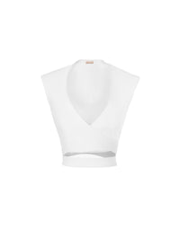 Sleeveless top with waistband - White