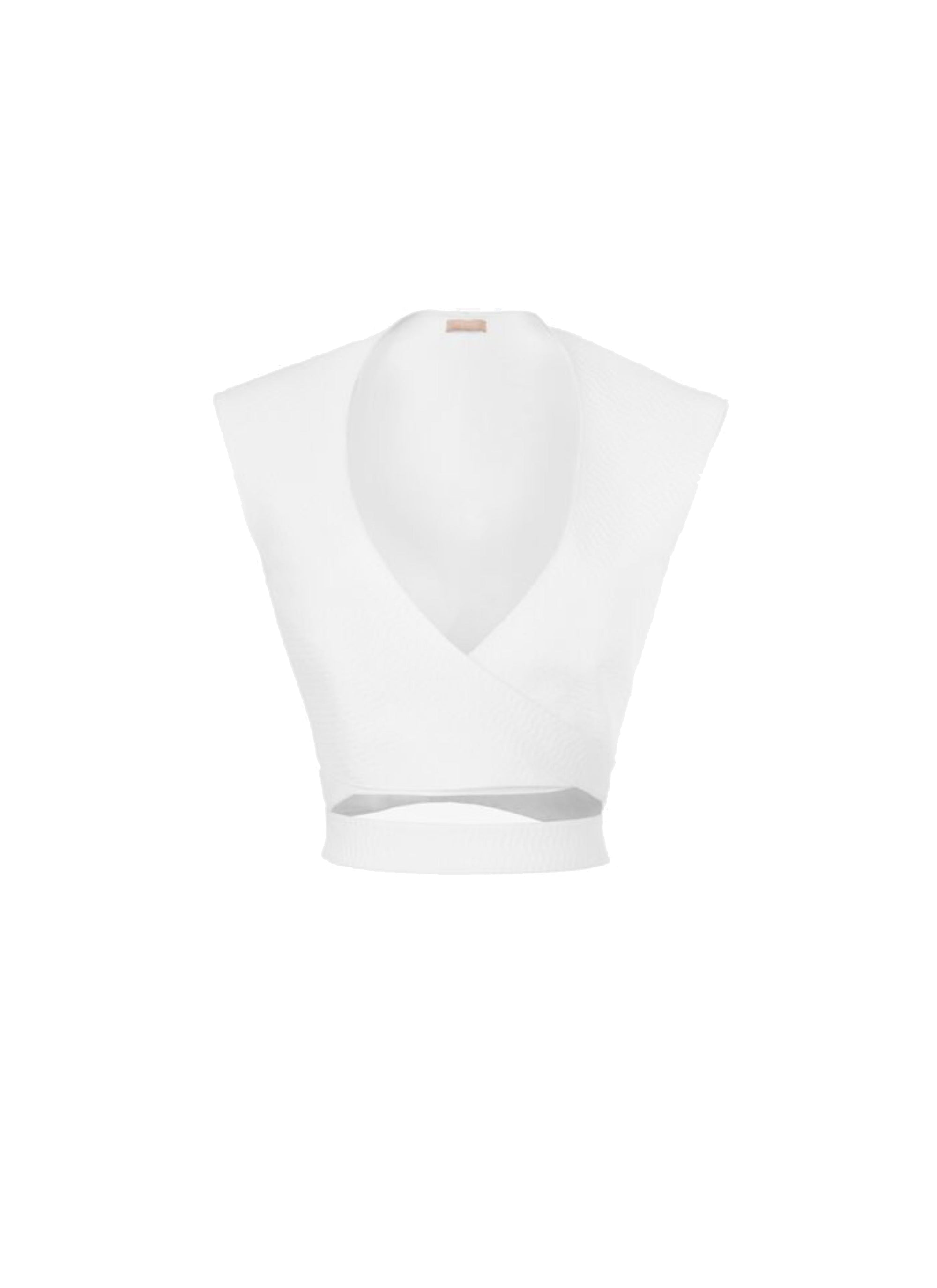 Sleeveless top with waistband - White