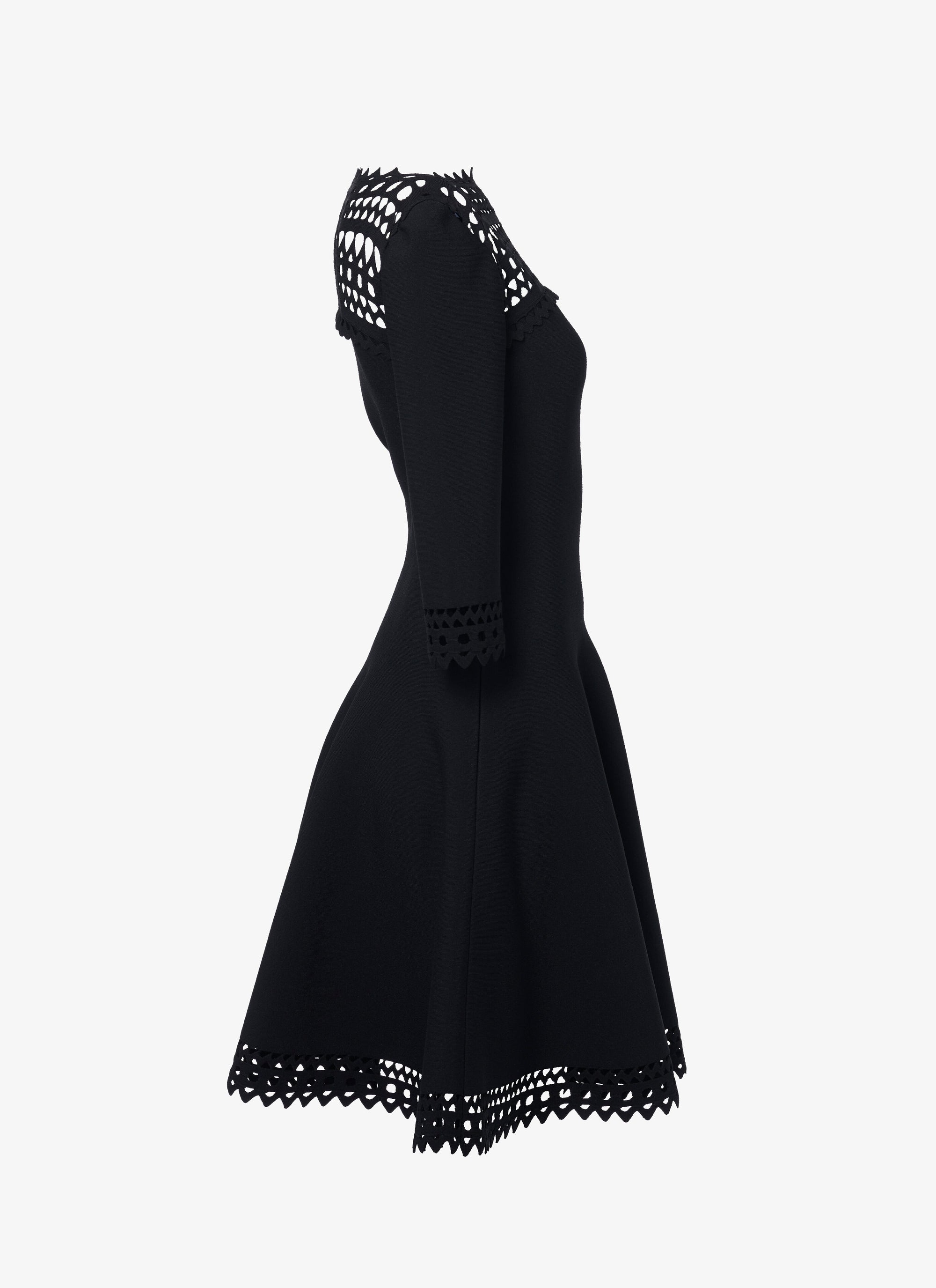 Robe courte stretch évasée et ajourée - Noir