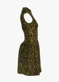 Robe courte zippé à imprimé animal - Vert & Noir