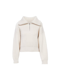 Pull col zippé en laine - Ivoire