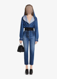 Body à capuche large en denim - Bleu Jeans