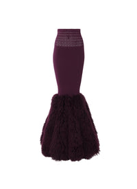 Long skirt with openwork waist - Aubergine