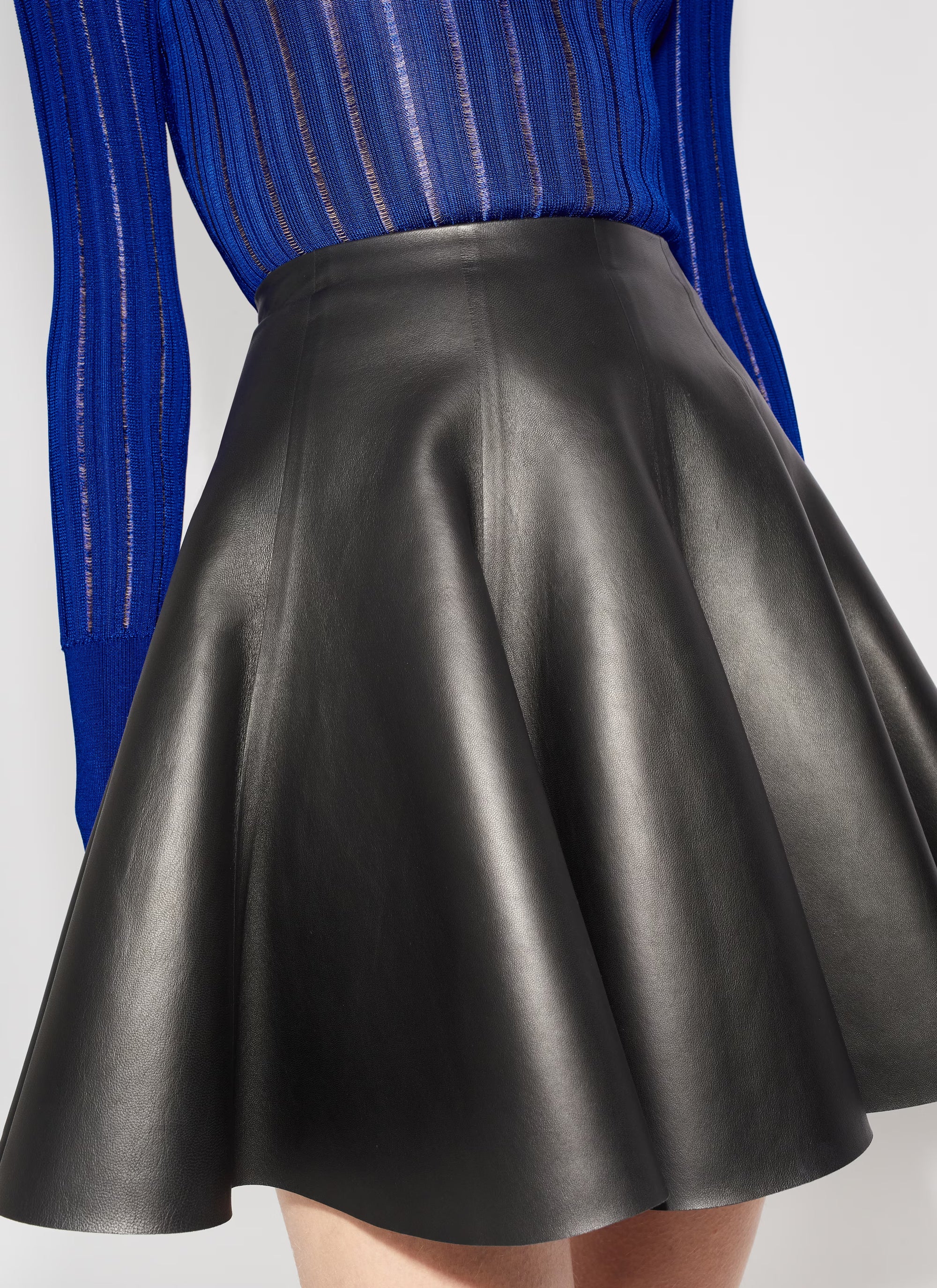 Leather scuba skater skirt - Black