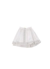 Short skirt with eyelets - White