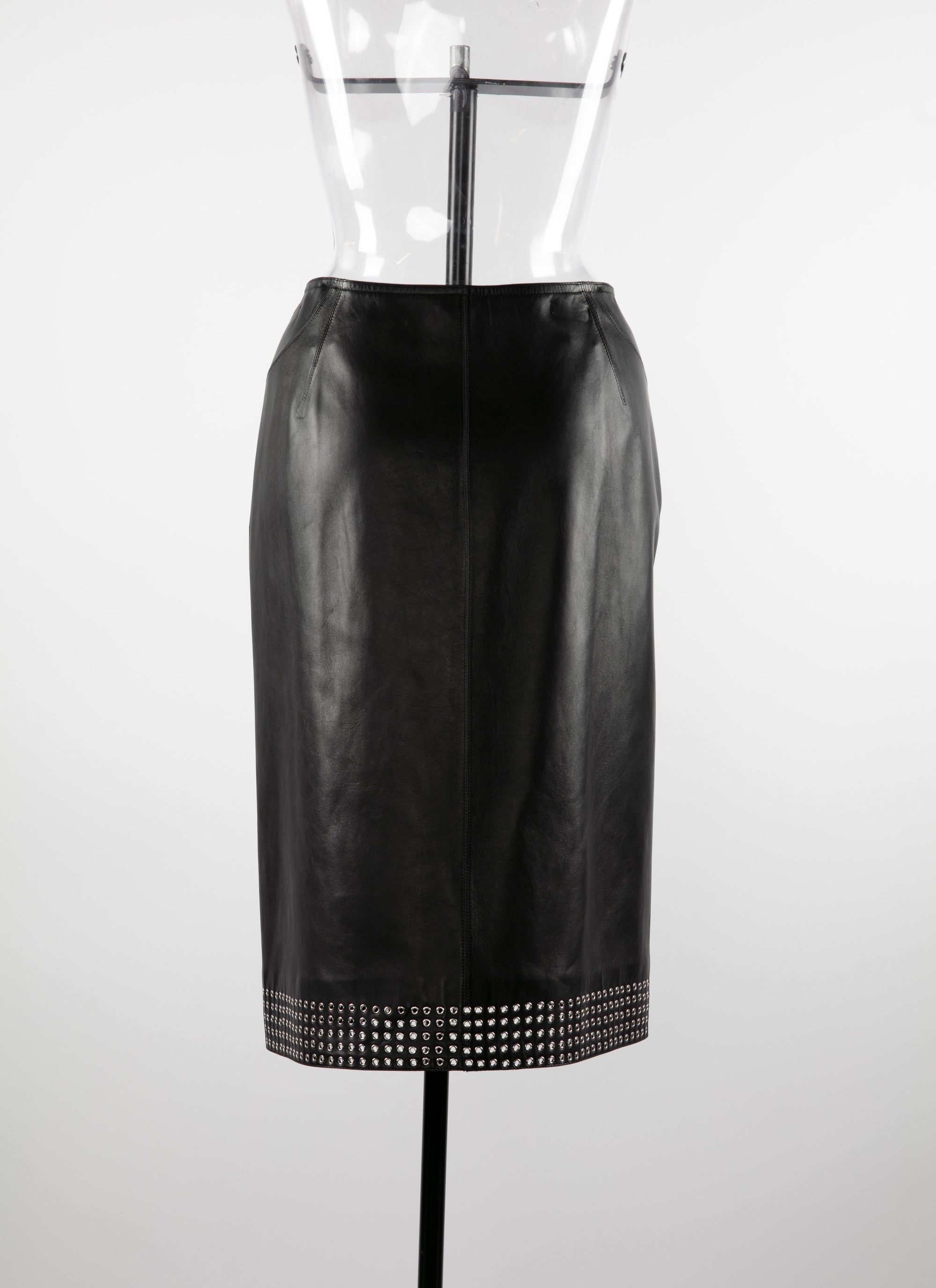 Straight leather zip skirt - Black intense