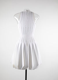 Textured skater dress with defined silhouette - White