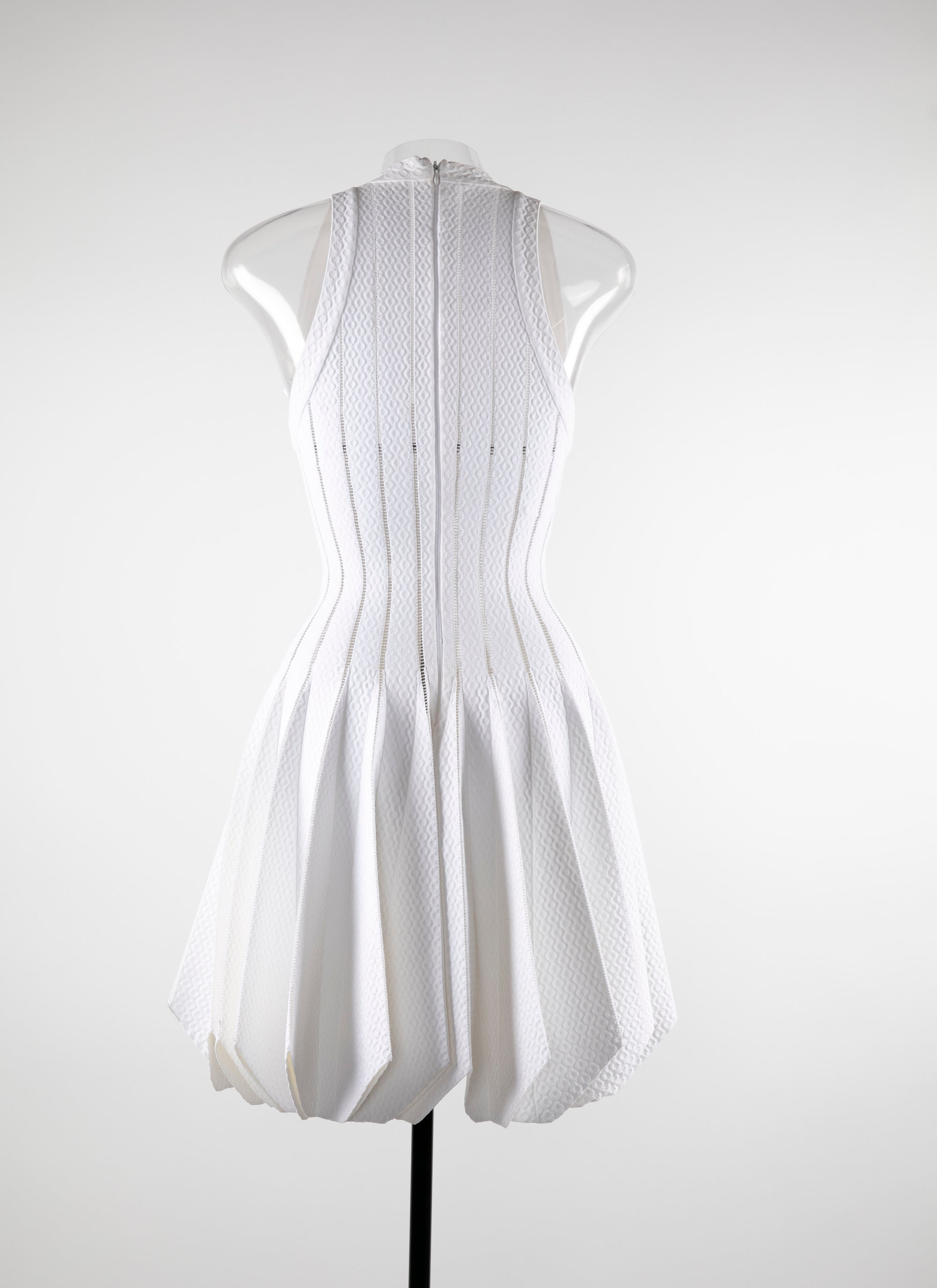 Textured skater dress with defined silhouette - White