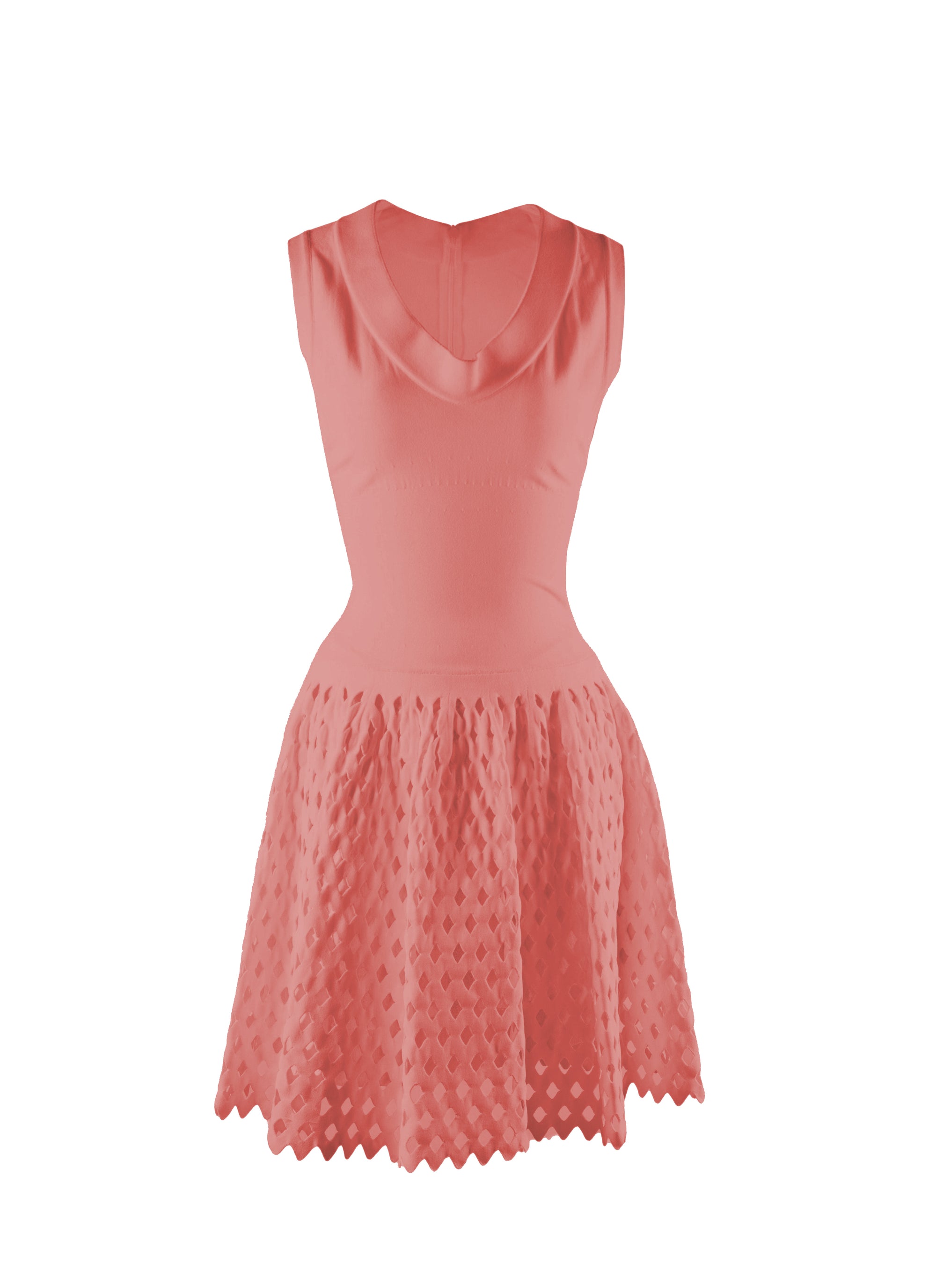 V-neck dress with pleated skirt - Blush