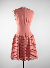 V-neck dress with pleated skirt - Blush