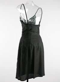 Robe droite en soie - Noir & Vert