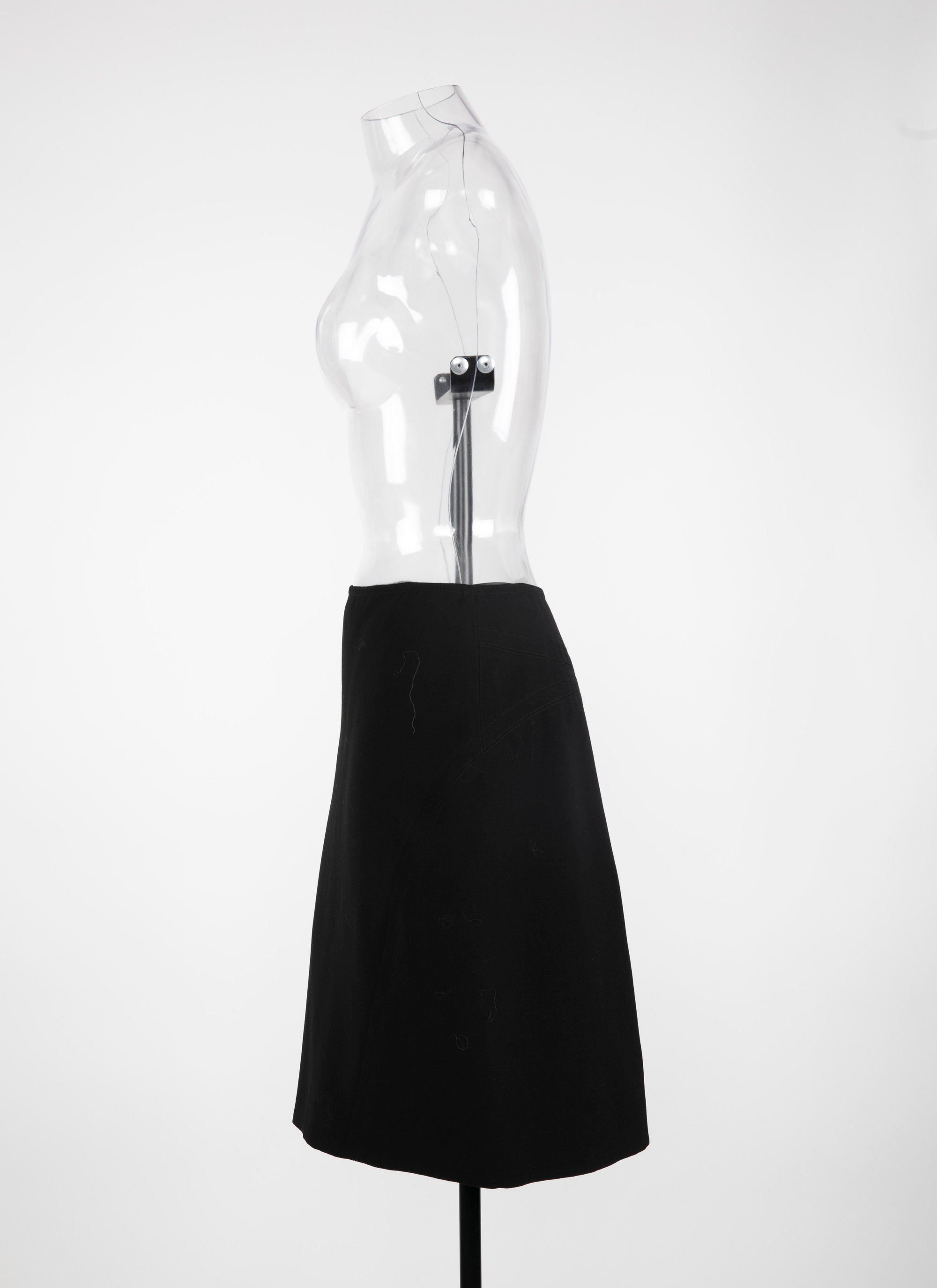 Straight skirt in wool gabardine - Black intense