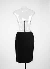 Straight skirt in wool gabardine - Black intense