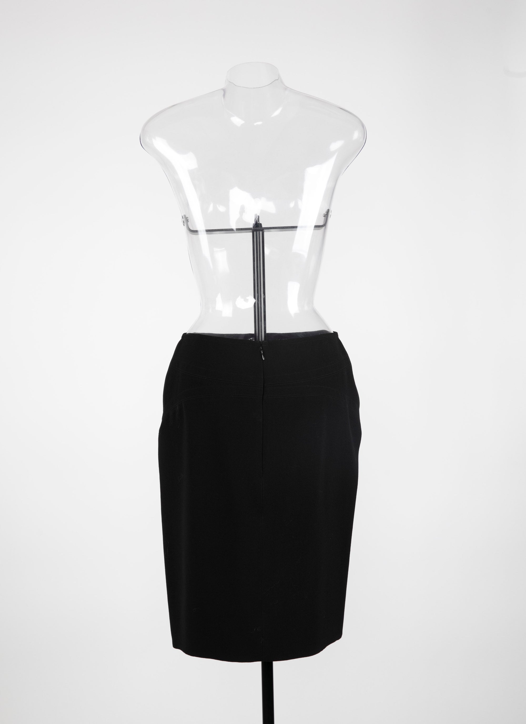 Straight skirt in wool gabardine - Black intense
