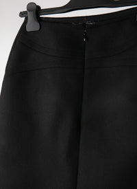 Jupe droite unie avec détail couture - Noir