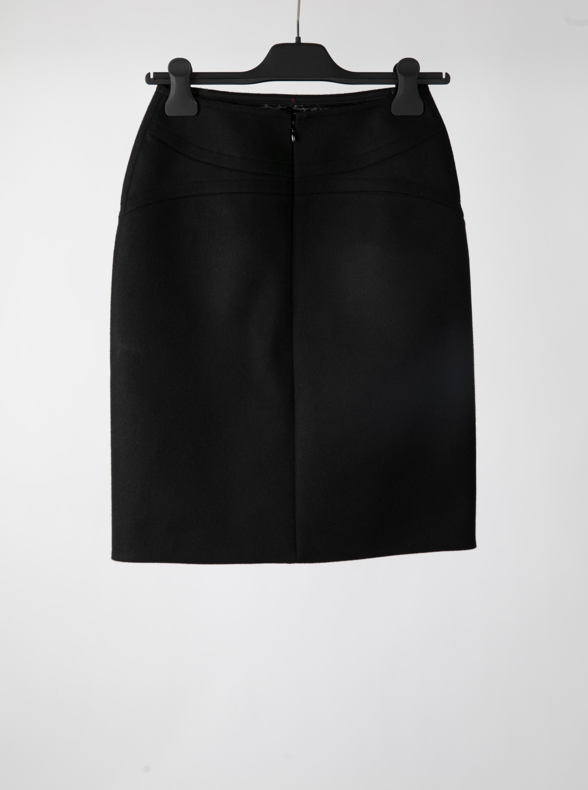Jupe droite unie avec détail couture - Noir