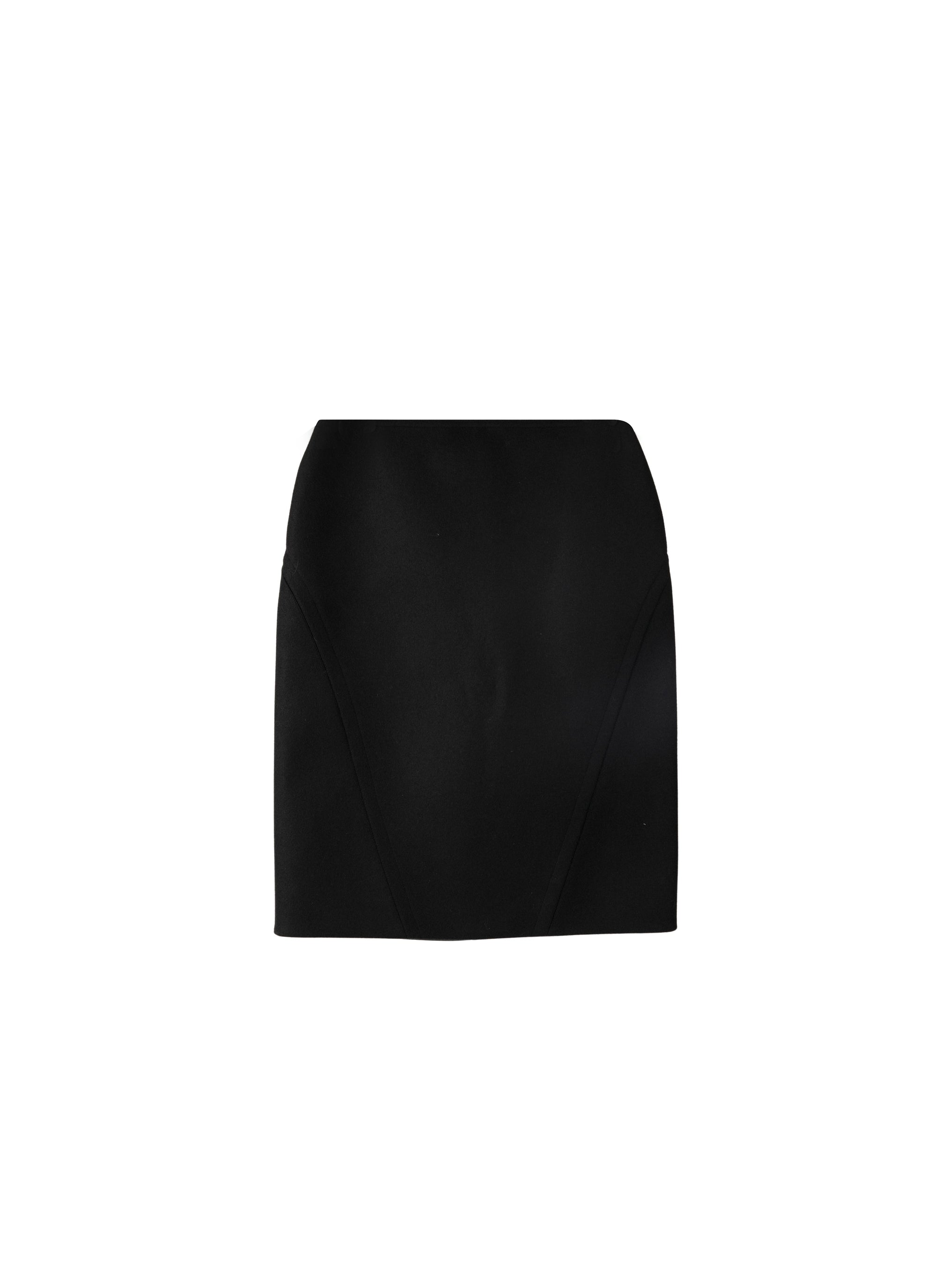 Straight skirt in wool gabardine - Black intense