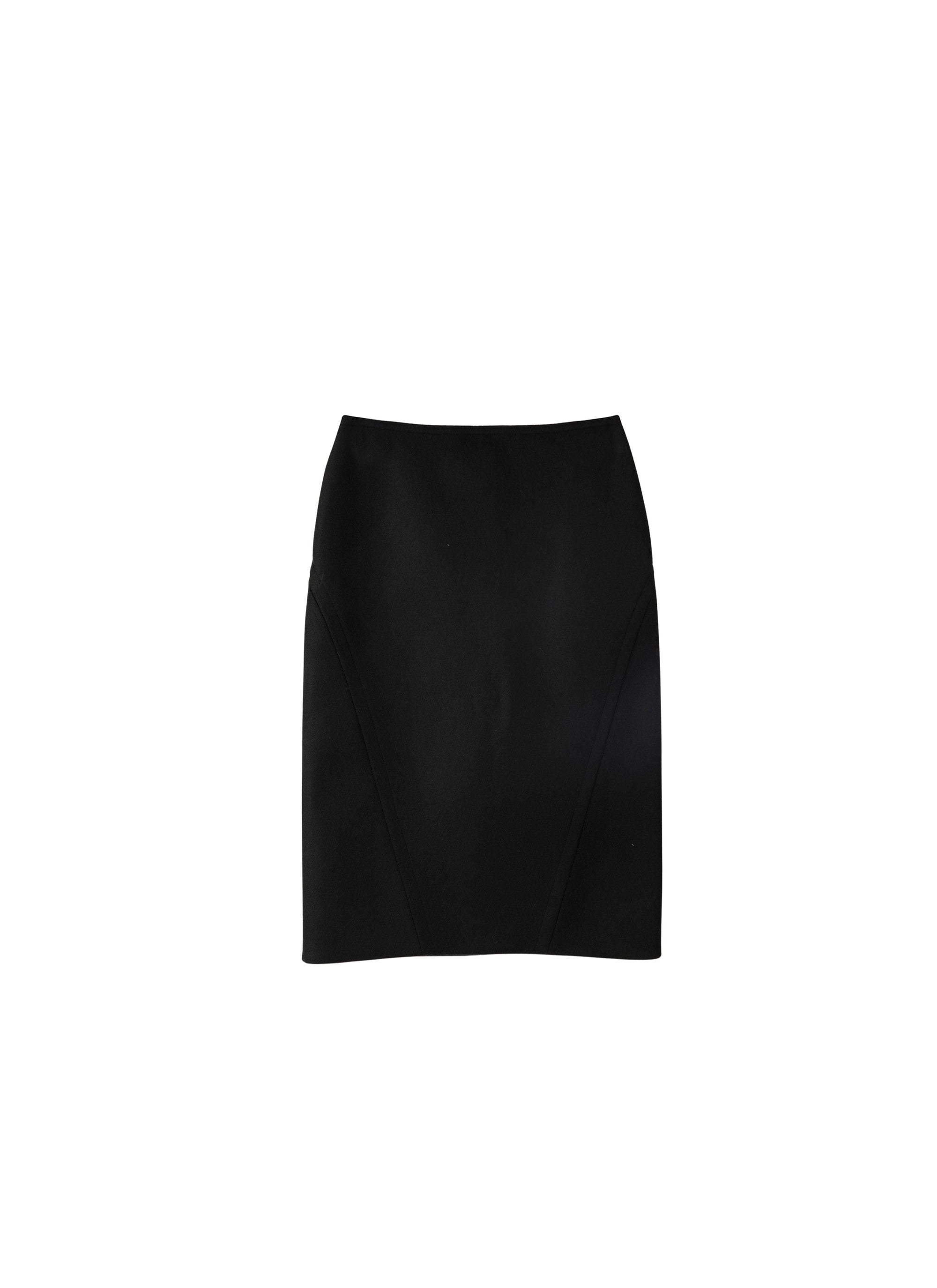 Jupe droite unie avec détail couture - Noir