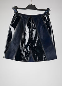 Plain leather mini pencil skirt - Sapphire
