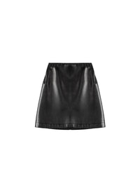 Short draped skirt in leather - Black intense