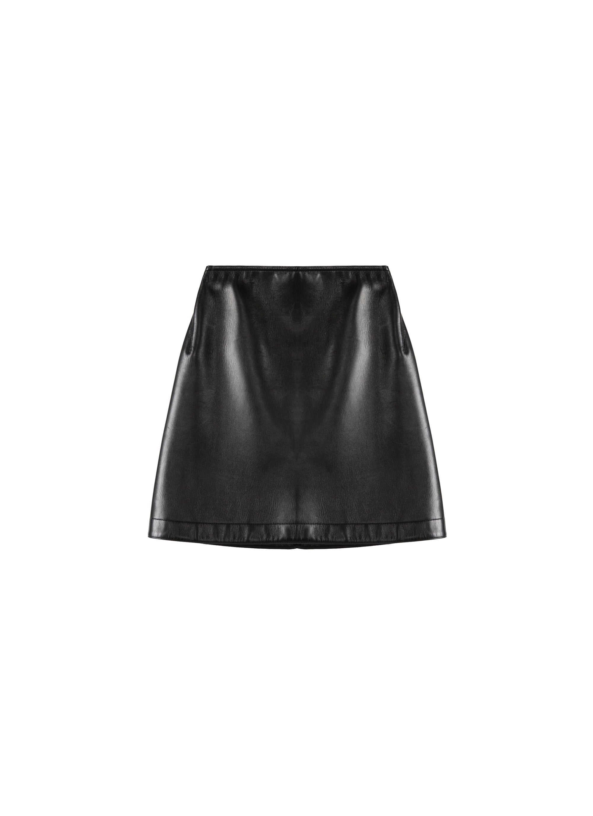 Short draped skirt in leather - Black intense