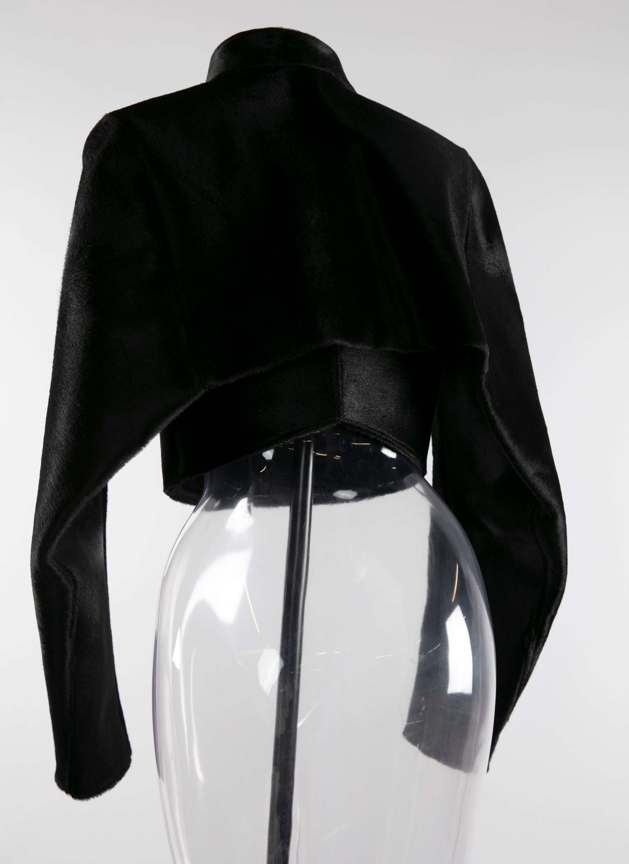 Long-sleeved leather bolero - Black intense