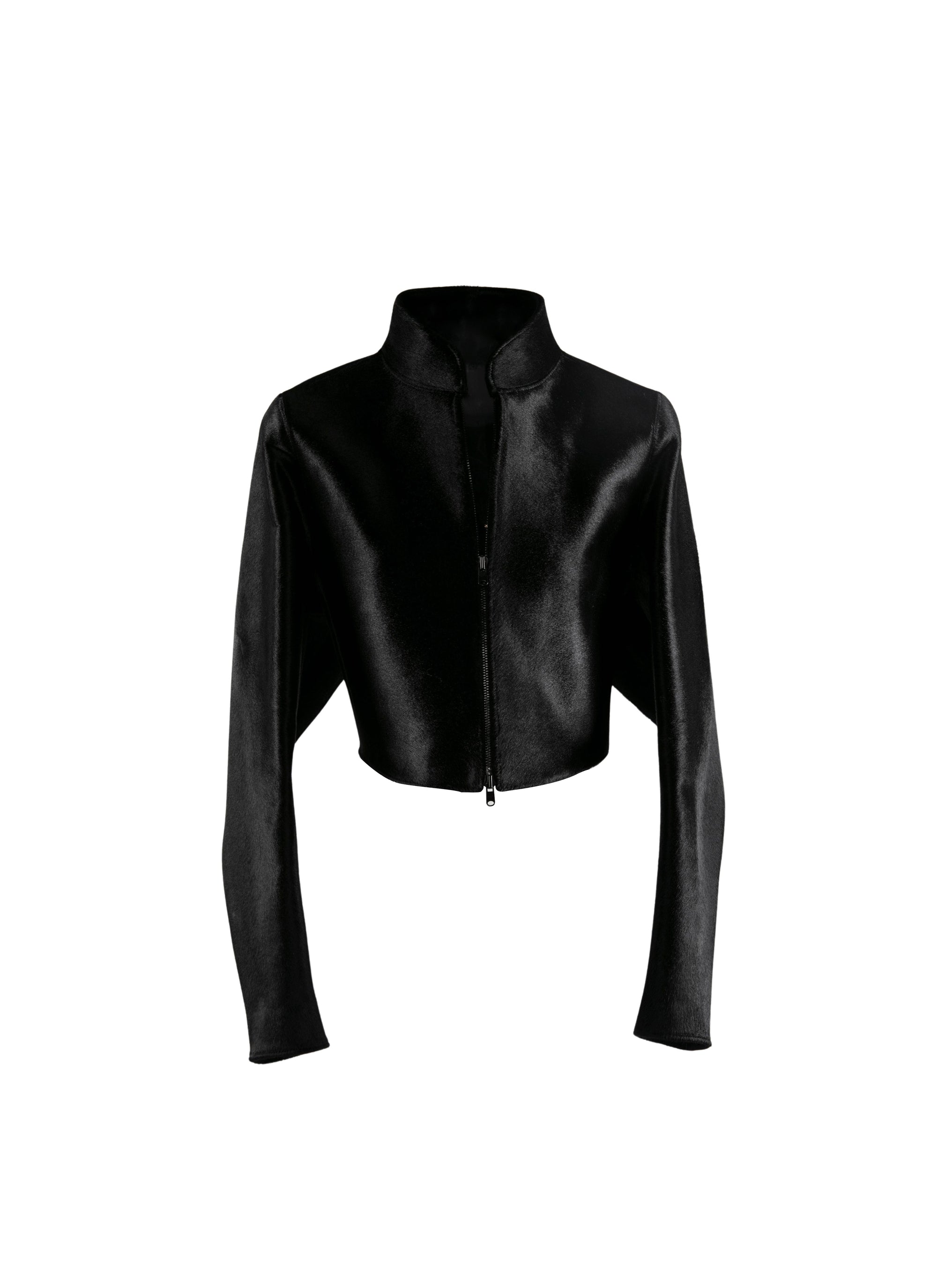 Long-sleeved leather bolero - Black intense
