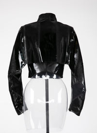 Long-sleeved patent leather jacket - Black intense