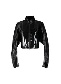 Long-sleeved patent leather jacket - Black intense