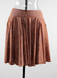 Buttoned openwork skirt without lining - Caramel