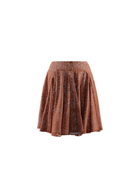 Buttoned openwork skirt without lining - Caramel