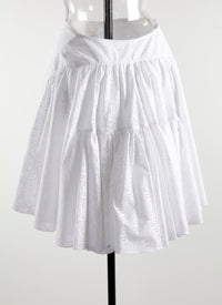 Buttoned openwork skirt without lining - White