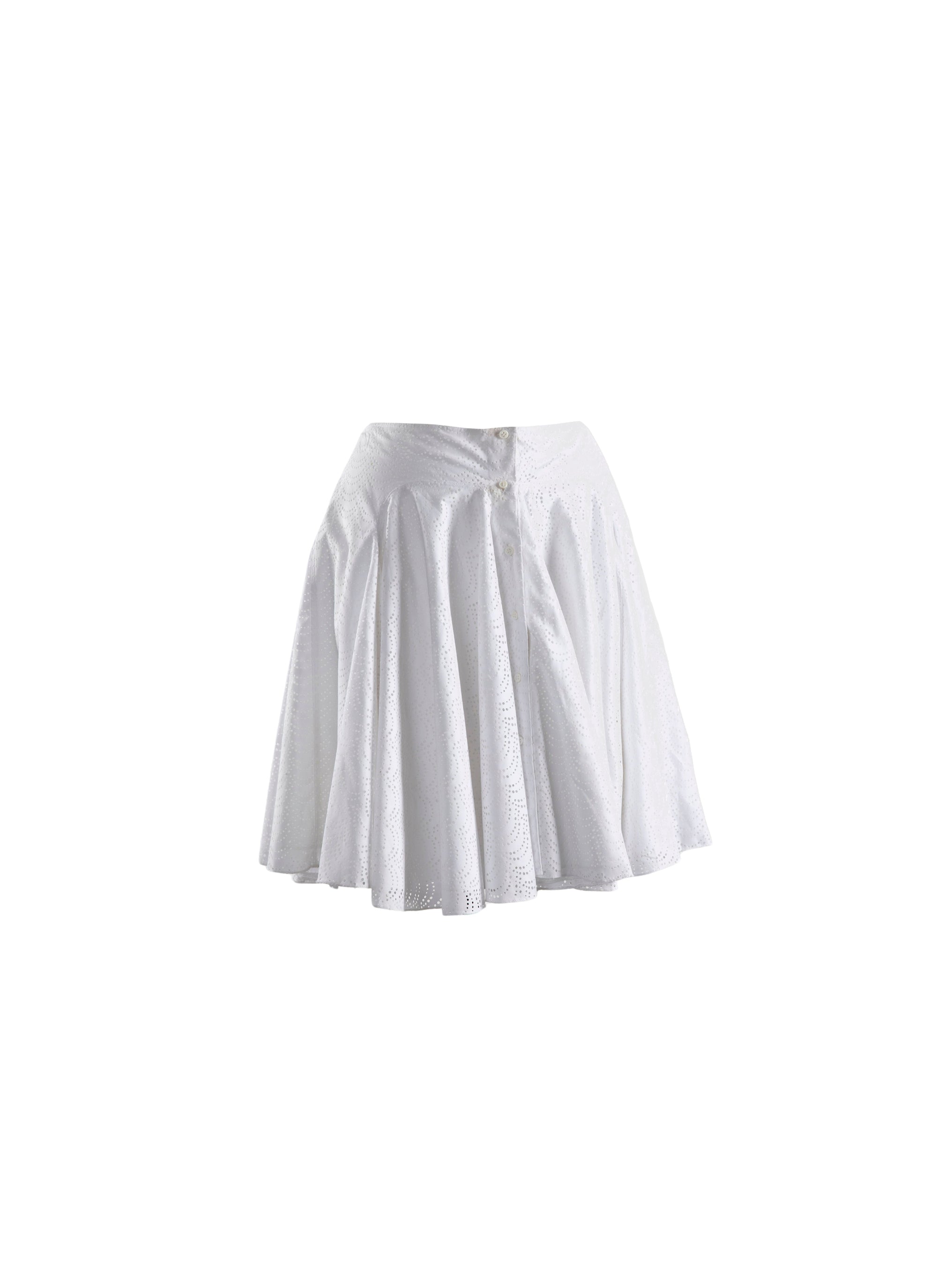 Buttoned openwork skirt without lining - White