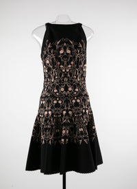 Strapless scalloped hem dress - Black & Flesh