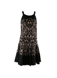 Strapless scalloped hem dress - Black & Flesh