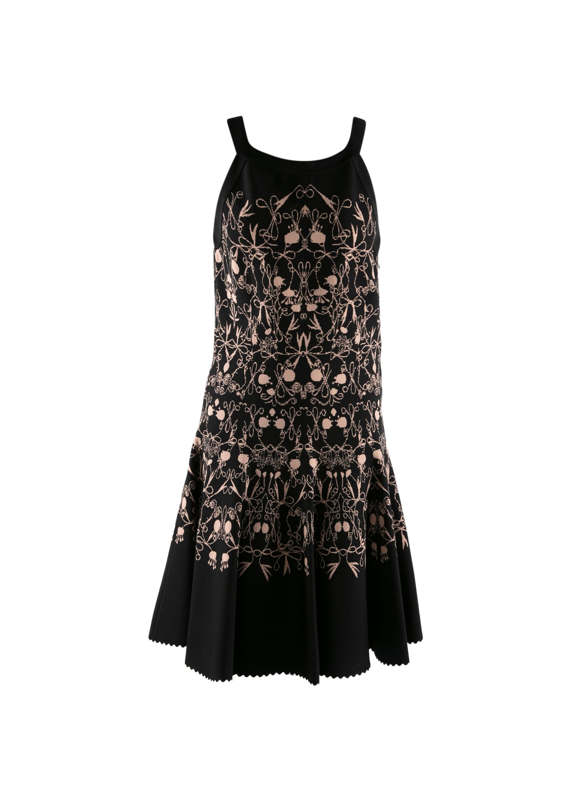 Strapless scalloped hem dress - Black & Flesh